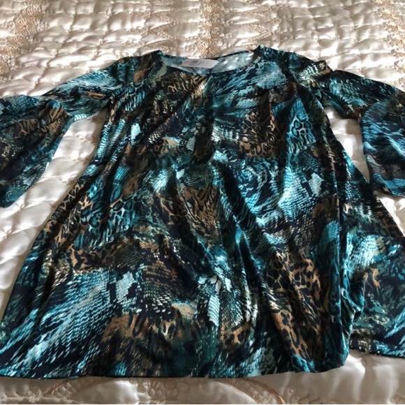 New MSK Animal print Bell sleeve Green multicolor Dress - Picture 10 of 16